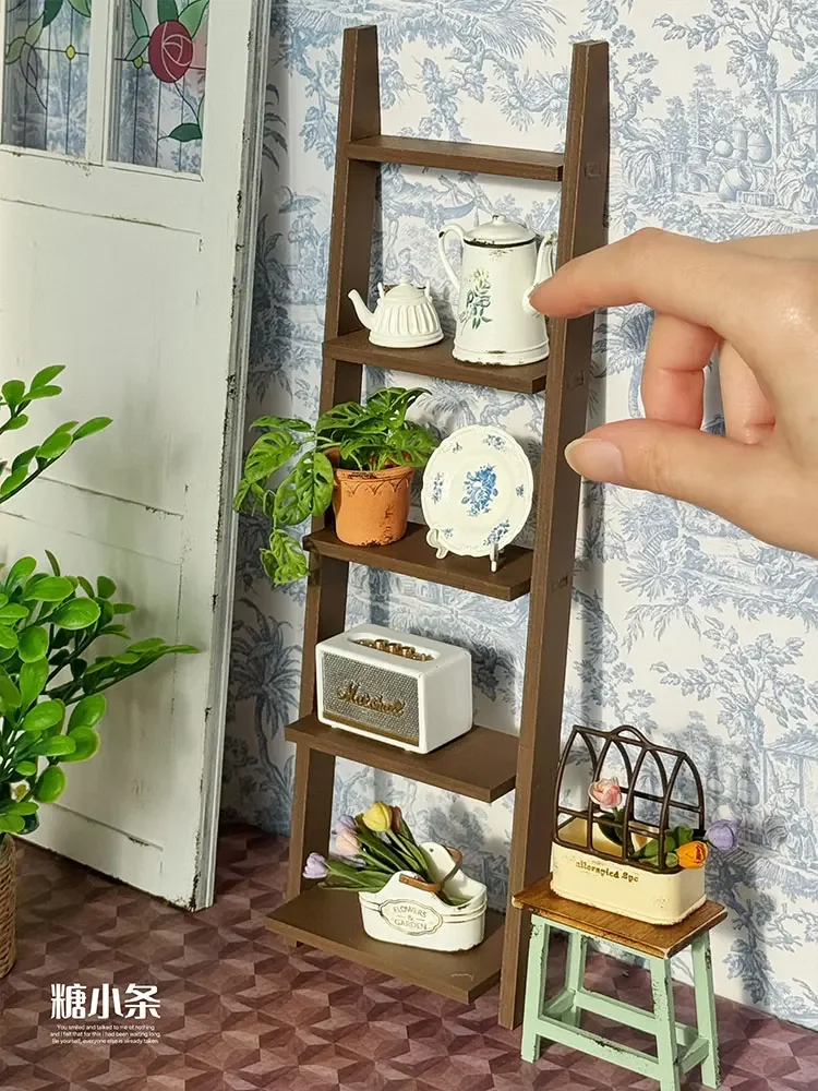 1/6 Doll House Model Furniture Accessories Wall Ladder Flower Storage Rack Bjd Ob11 Gsc Blyth Soldier Lol Dollhouse Miniatures
