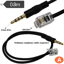 RJ9 Male To 3.5mm Male Audio Cable 3.5mm TRRS Male To RJ9 Telephone Wiring 4P4C Male Adapter Cable 0.8m