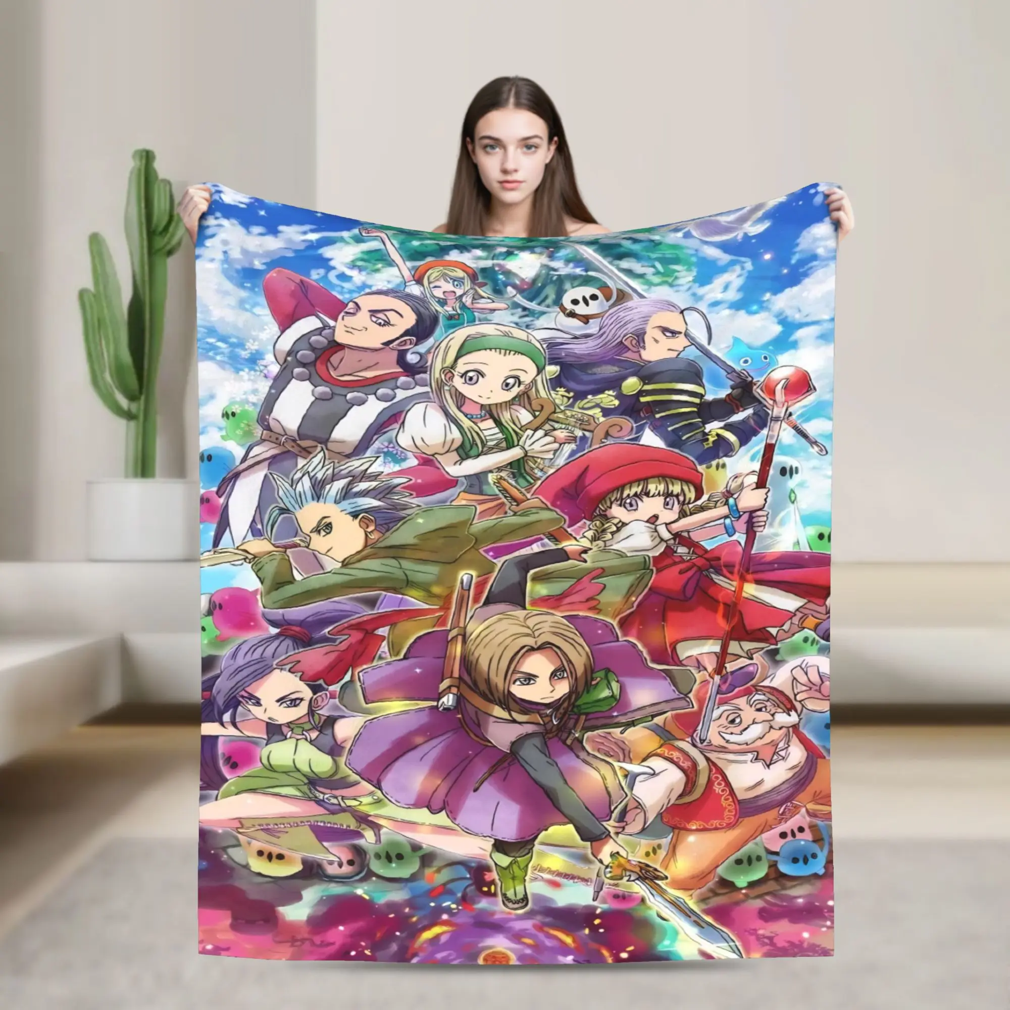 Dragons Quests Game Blanket Cover Anlace Hero Erdrick Slime Flannel Throw Blanket Summer Air Conditioning Personalised Bedspread
