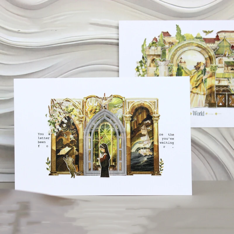 70mm*10m Vintage Character Angel Window Landscape PET Tape Creative DIY Journal Material Collage Scrapbooking Stationery