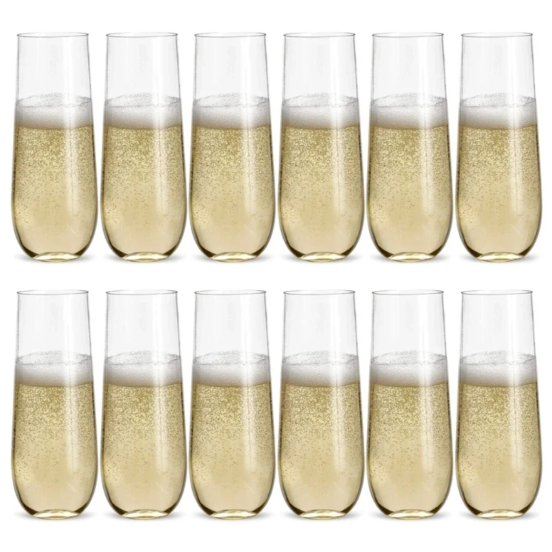 Unbreakable Stemless Plastic Champagne Flutes Parties Bars Nightclubs Crystal Clear Wine Glasses Bubble Tea Cup