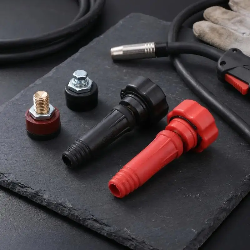 

Комплект кабельных разъемов DKJ10-25 для европейских сварочных аппаратов – быстроразъемные штекеры (папа) и гнезда (мама), подходят для надежного и быстрого соединения проводов