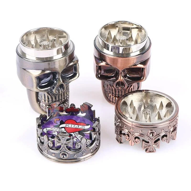 Unique Gift for Smokers | Classic King Skull 3-Piece Plastic Herb Grinder