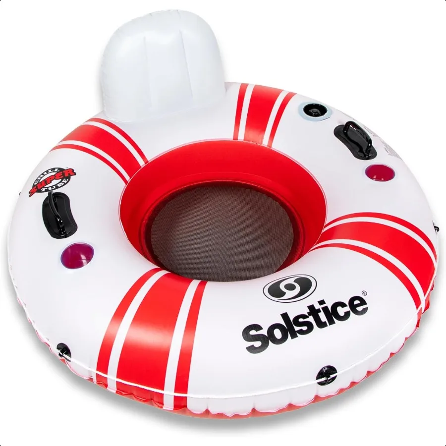 

er Chill Iatable River Raft Float Tube 1 Person with Molded Cupholders Mesh Bottom Backrest Grab Handles Tie On Rope for Rivers