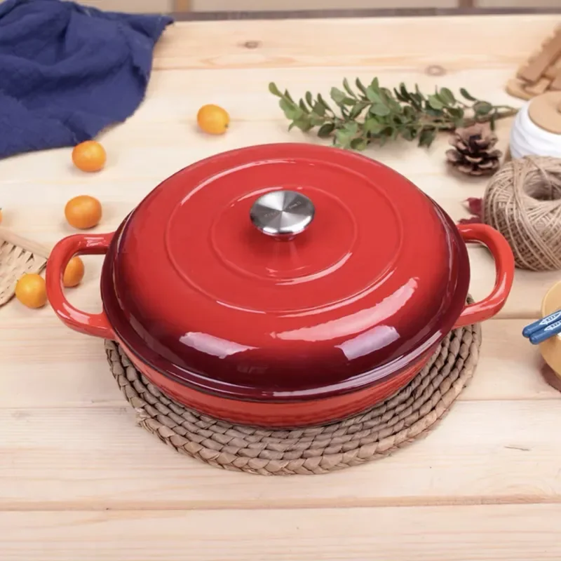 30cm Cast Iron Enamel Pot Non Stick Soup Stew Pan Dual Handle Seafood Cookware Compatible With All Stovetops Durable Kitchen