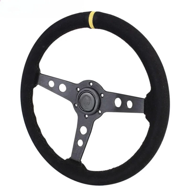 

Car Modified Universal Leather Flat Steering Wheel Leather Racing Sport Momo Frosted Steering Wheel
