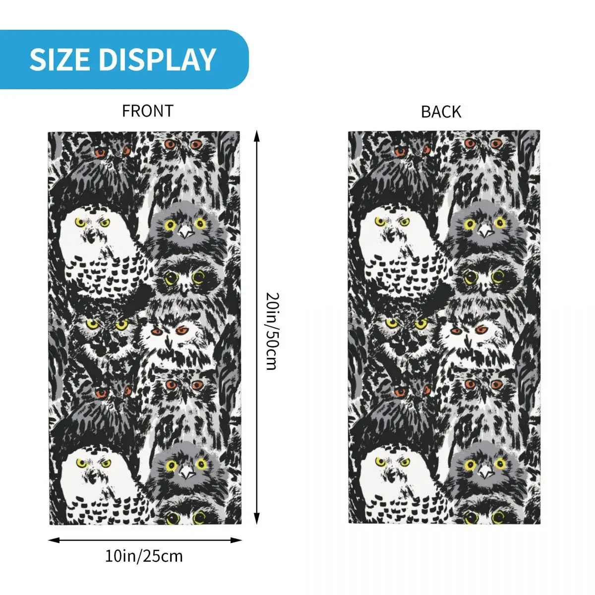 Black And White Ink Graffiti Owl Bandana Neck Cover Printed Motor Motocross Graffiti Art Pattern Face Scarf Running Winter