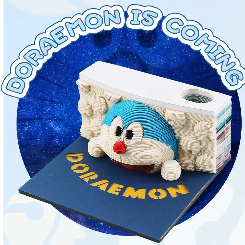 Anime Doraemon peripheral 3D sticky notes paper sculpture cartoon model Dingdang cat hand tear 3D creative birthday gift