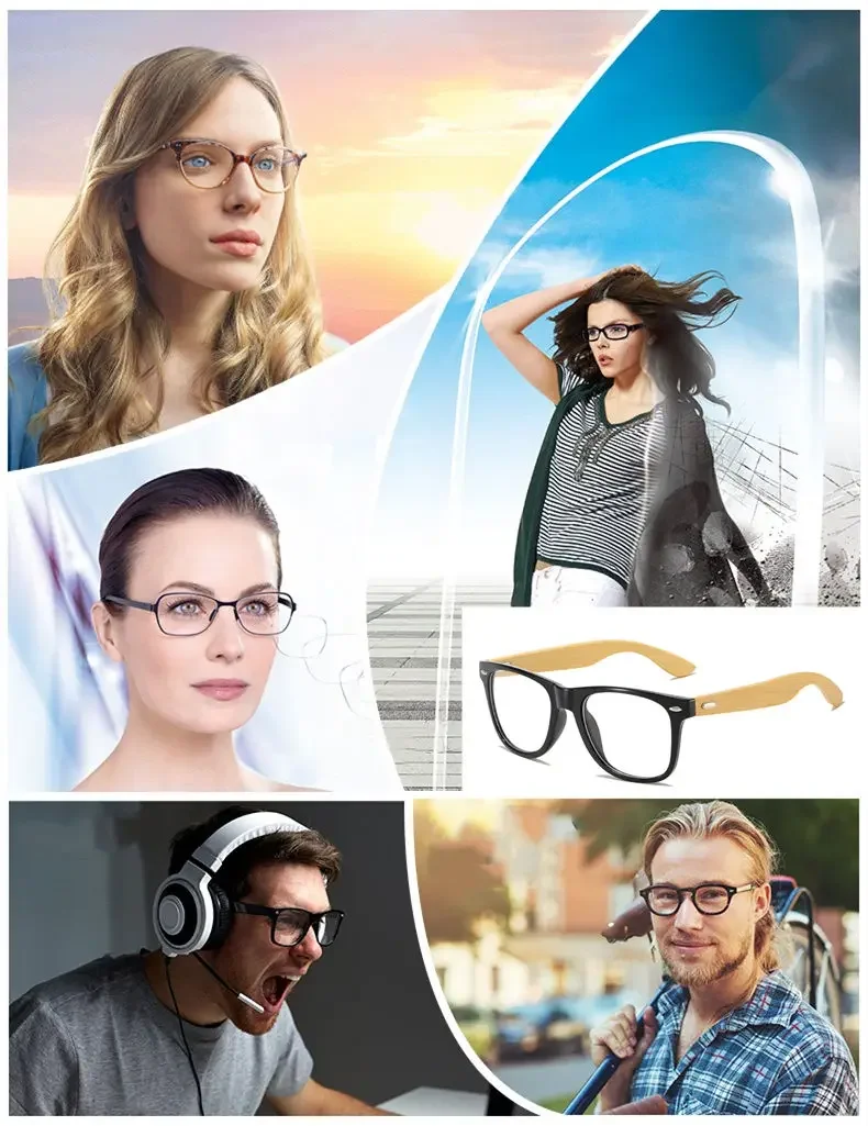 Benutzerdefinierte Myopie-Brille mit Rezept -0,5 bis -8,0 Damen Herren Mode-Bambus-Brillenbrille Blaulichtblockierende oder photochrome Gläser F604 – Detail 19