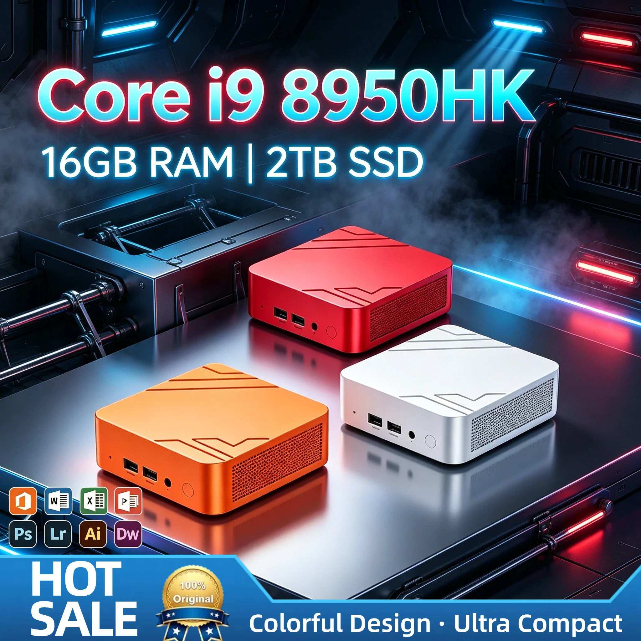 Intel i9-8950HK Small Form Factor PC 16GB DDR4 2TB NVMe SSD Triple 4K HDMI WiFi6 High Performance Desktop Office Home Pro