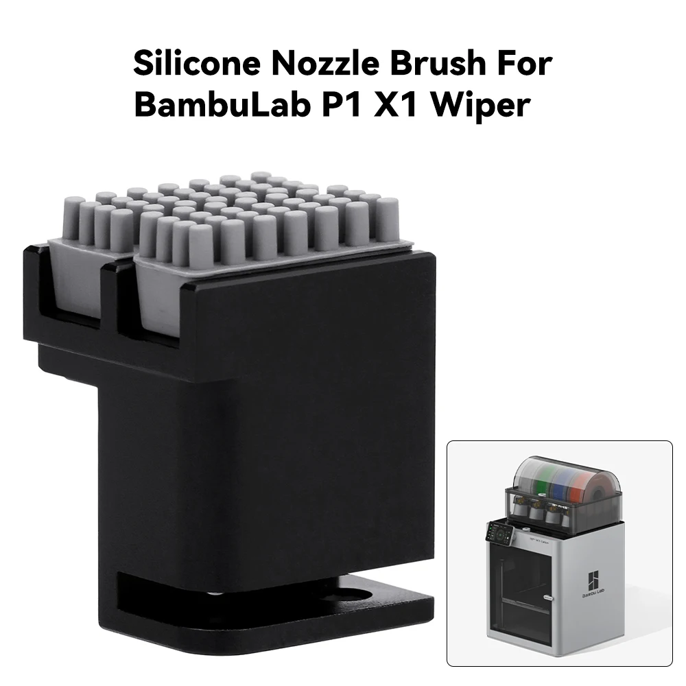 Toaiot Silicone Nozzle Wiper Hotbed Mounted Scrubbers For Bambu-Lab P1P/P1S/X1/X1C/X1E, Nozzle Cleaning Kit Silicone Brushes