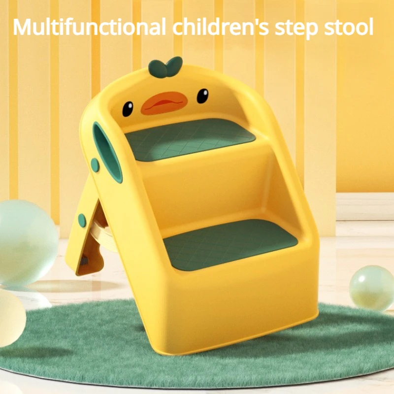 2 Step Stool for Kids Toddler Kids Step Stool for Bathroom Sink Yellow Children's Footstool Baby Hand Washing Ladder Easy Move