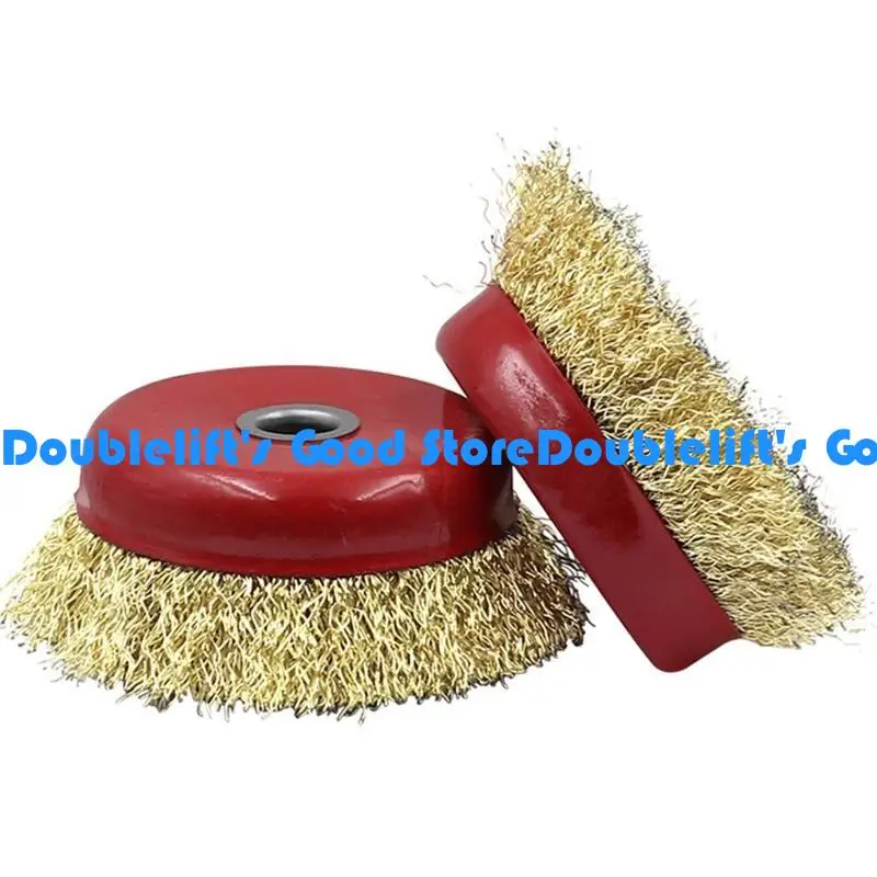 

652F Inner Hole 10/16mm Wire Cup Brush for Drill Brass Coated Steel Crimp Wire Wheel Grinder Remove Rust Deburring