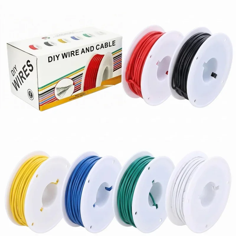 1007 PVC Electronic Wire 16 18 20 22 24 26 28 30AWG Tinned Copper Wire (6 Colour Mix) for Electronics, DIY Projects, Automotive