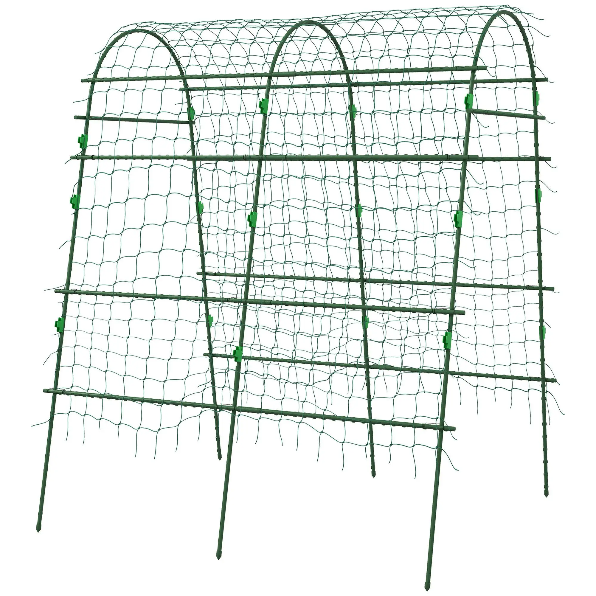 

For Outsunny Metal Arch Garden Trellis for Climbing Plants, A-Frame with Net, 57"x66"x81", Green Outdoor Decor