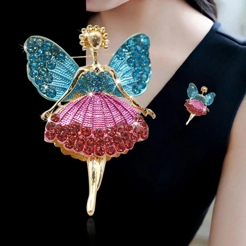 Versión coreana de creativo lindo aleación diamante Ángel chica broche pin mujer suéter chaqueta con accesorios venta directa de fábrica