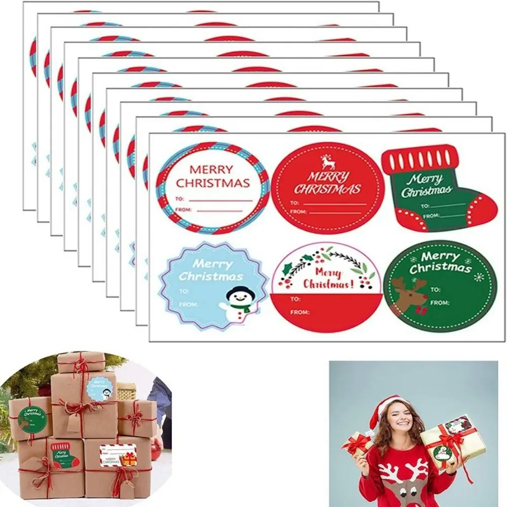 10 Sheets/Pack Colorful Merry Christmas Sticker Gift Packaging Baking Decoration DIY Festival Party Cards Mix Style Long Lasting