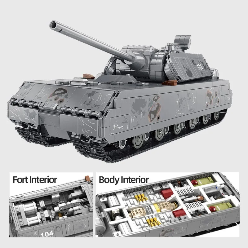 WW2 Military Series Large German Rat Heavy Tank Building Blocks Model Sets MOC Army Weapon Soldier Bricks Kids Toy Boys Gifts