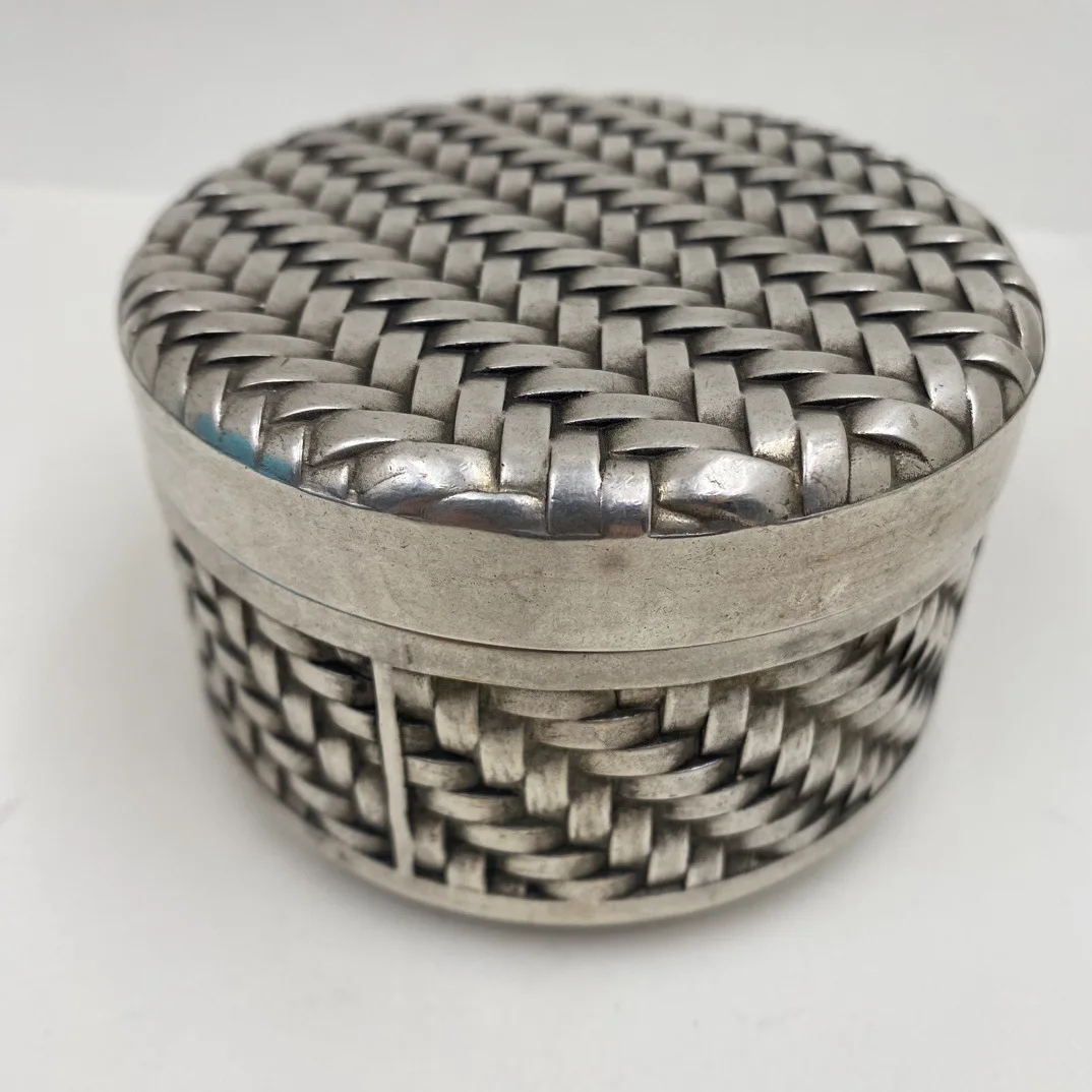 

Antique pure copper silver-plated bamboo tea pot storage tank storage box home tea ceremony ware retro office ornament