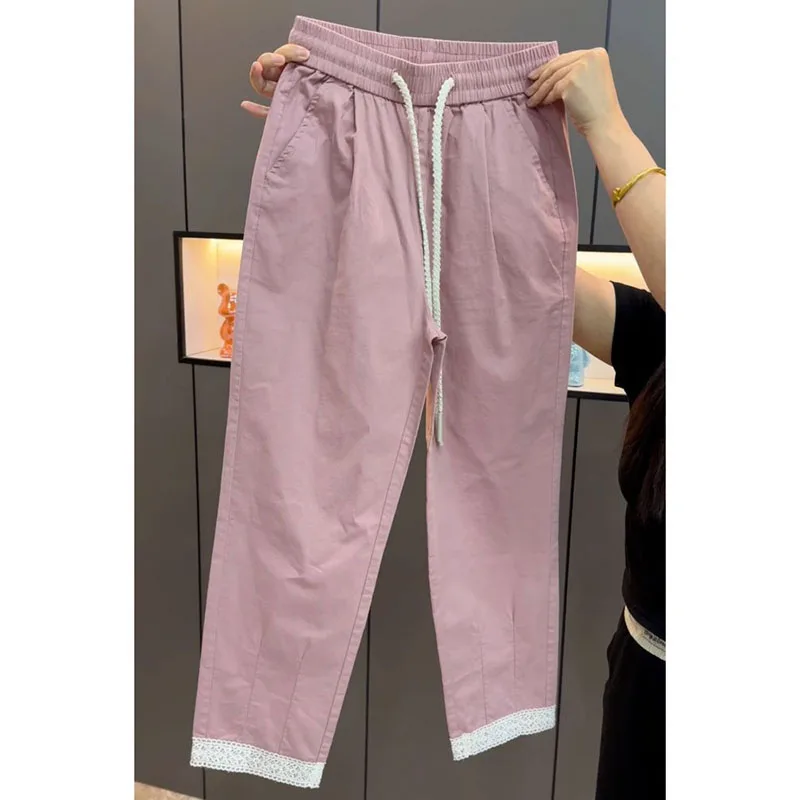 2026 New Fashion Ice Silk Sunscreen Quick-drying Harem Pants Women's Summer Thin Small Casual Pants Straight Sweatpants Ladies