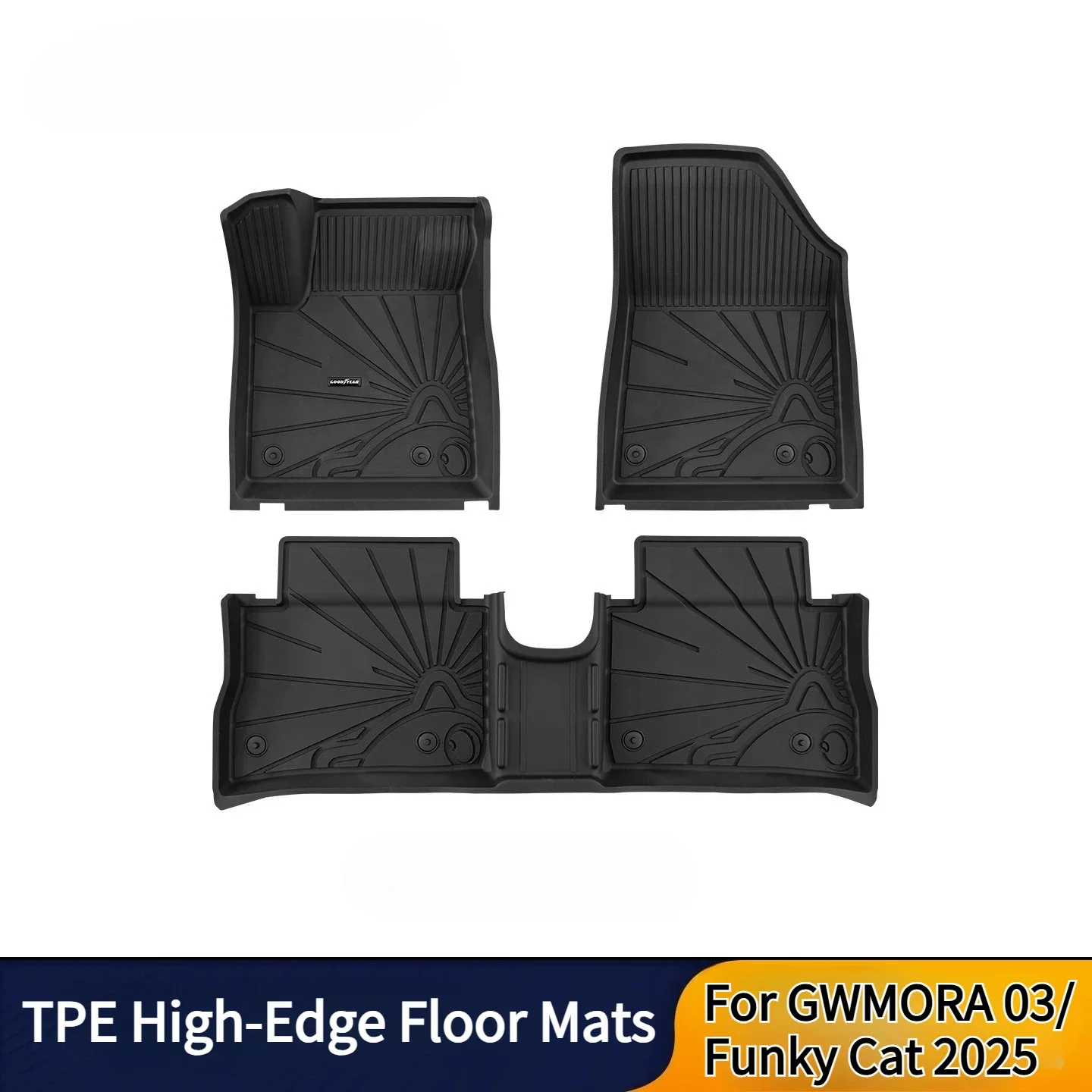 TPE High-Edge Floor Mats Waterproof and Wear-Resistant Foot Carpets Car Interior Accessories For GWM ORA 03/Funky Cat 2025