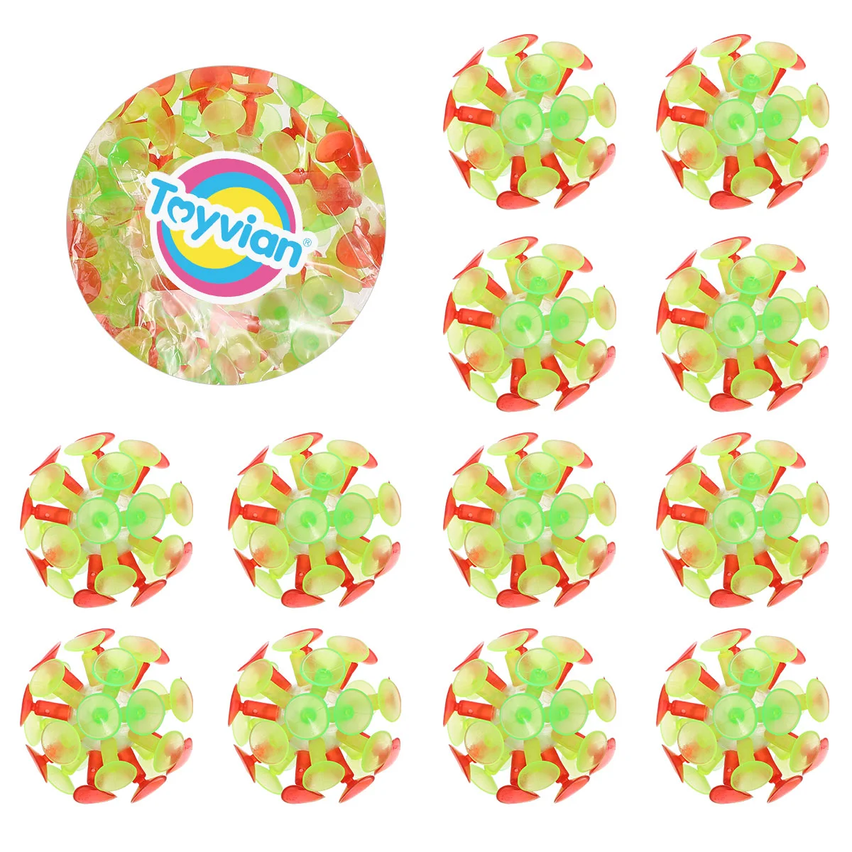 Toyvian 12PCS Children's Suction Ball Toy Parent-child Interaction Sucker Ball Kids Plaything Party Toy for Children