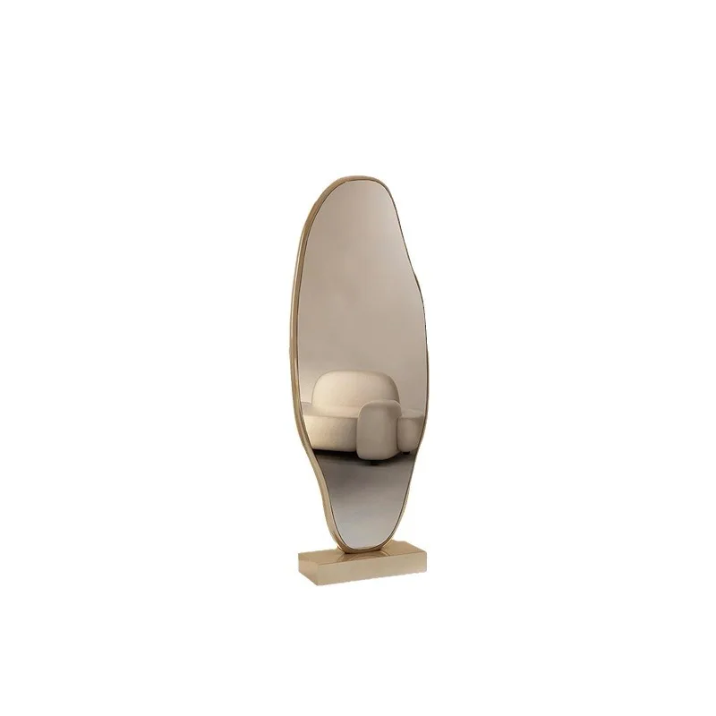 

French elegant art floor, full-length makeup mirror, luxury irregular, interior decoration mirror with base