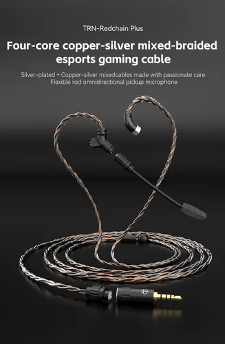Imagen 2 del producto TRN RedChain Plus Gramr Cable de actualización de auriculares para juegos con micrófono desmontable 3,5mm 1,2 M/2M auriculares TRN tienda oficial