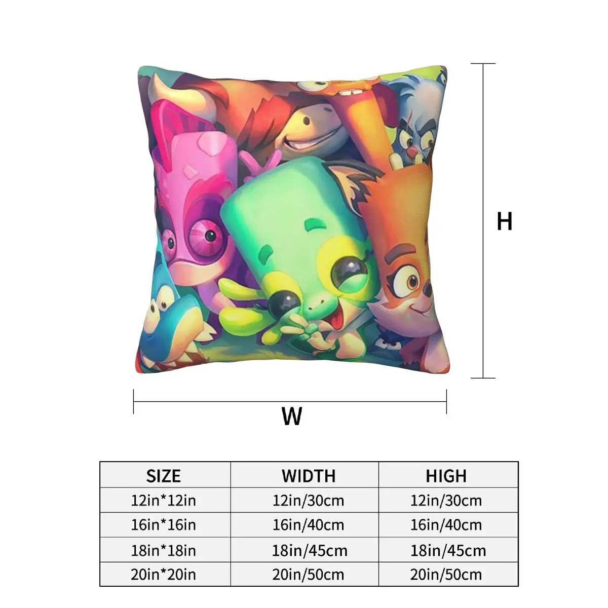 Zooba Friends 2 pcs Square Pillowcase Pillow Cover Cushion Zip Decorative Comfort Throw Pillow for Home Bedroom