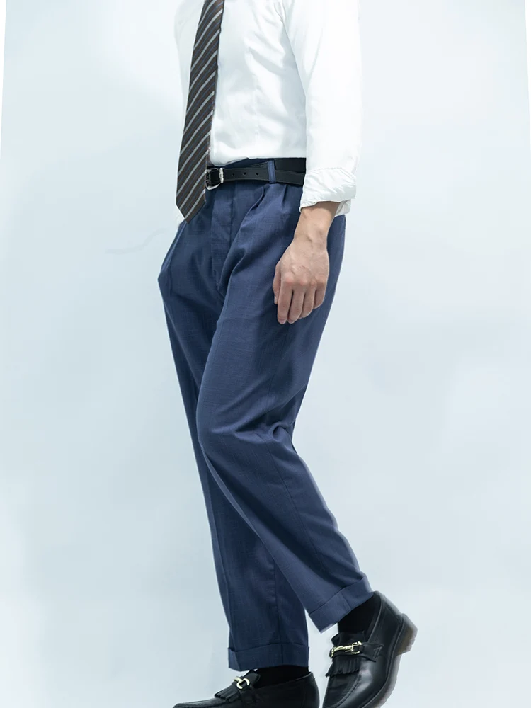 POT&CRAFTSMAN All-season Hollywood waist casual pants, loose straight-cut trousers, business formal wear, high waist, men