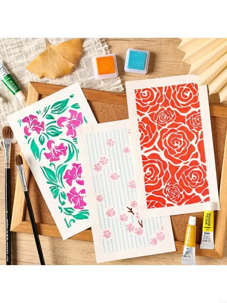 4-шт-Цветы-трафареты-шаблоны-листья-трафареты-Полая-живопись-трафареты