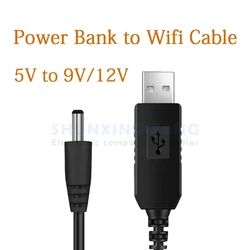 Cable convertidor de módem de aumento de potencia USB, Cable de CC de 5V a 9V/12V, enchufe de 5,5x2,1mm, Cable USB a CC para altavoz de lámpara de enrutador Wifi