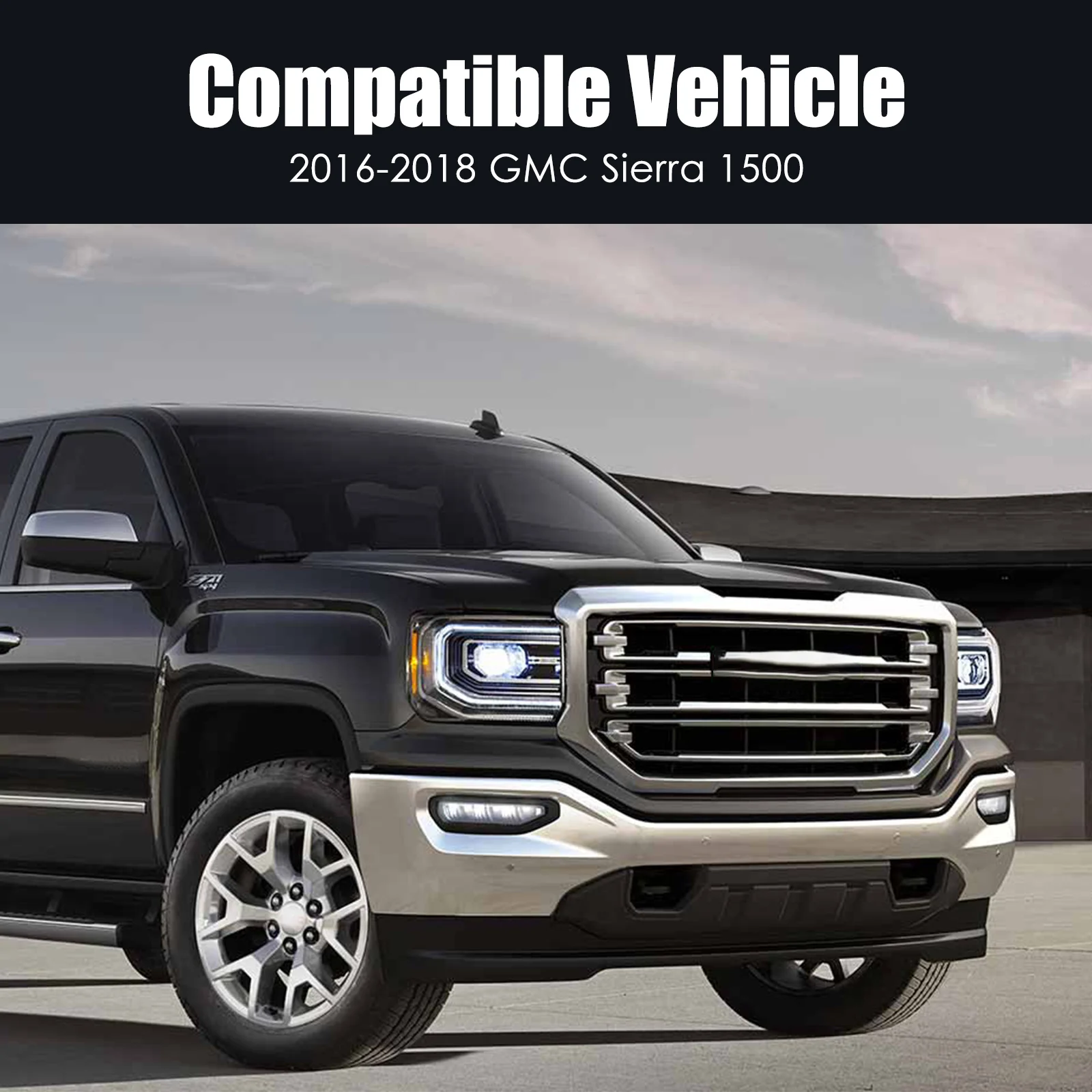 Chrome Front Face Bar for 2016-2018 GMC Sierra 1500 w/ Park Assist