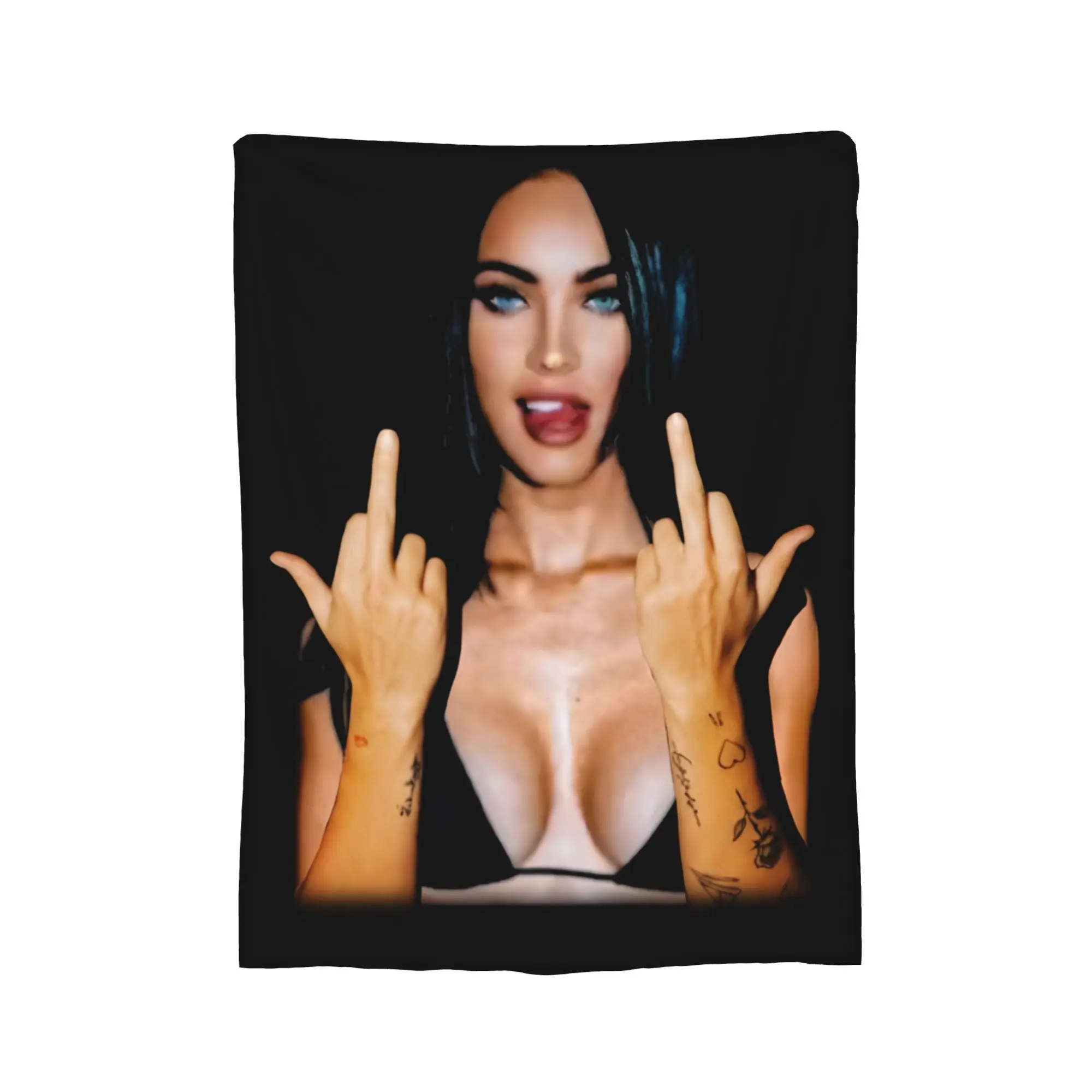 Megan Fox Vintage framehead Flannel Blankets  Awesome Throw Blankets for Bed Sofa Couch 125*100cm Rug Piece