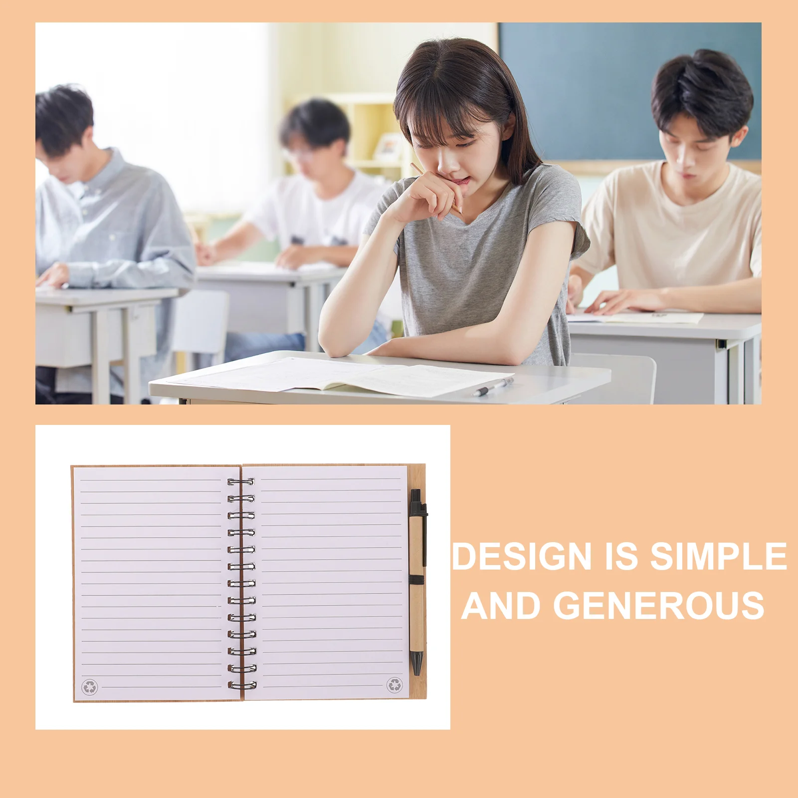 Notebook Pad Spiral Notepads Simple Compact Bamboo Journal Daily Use Reminder Board