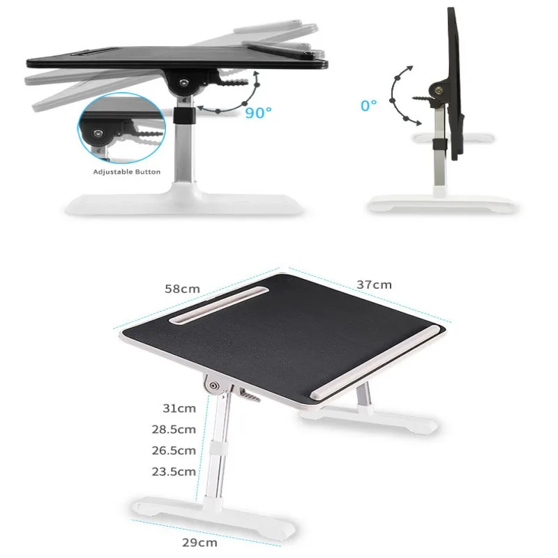 Portable folding computer table, lifting table, notebook, black computer table, lazy person bed, book, leather table top