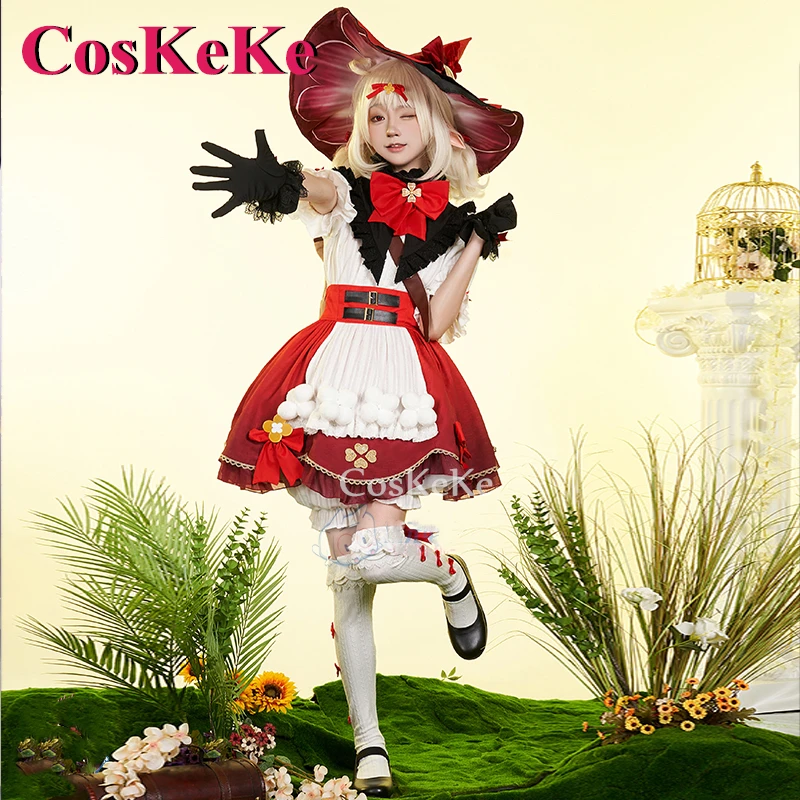 

CosKeKe Klee Cosplay Anime Game Genshin Impact Costume Elegant Sweet Little Witch Dress Halloween Party Role Play Clothing S-XL