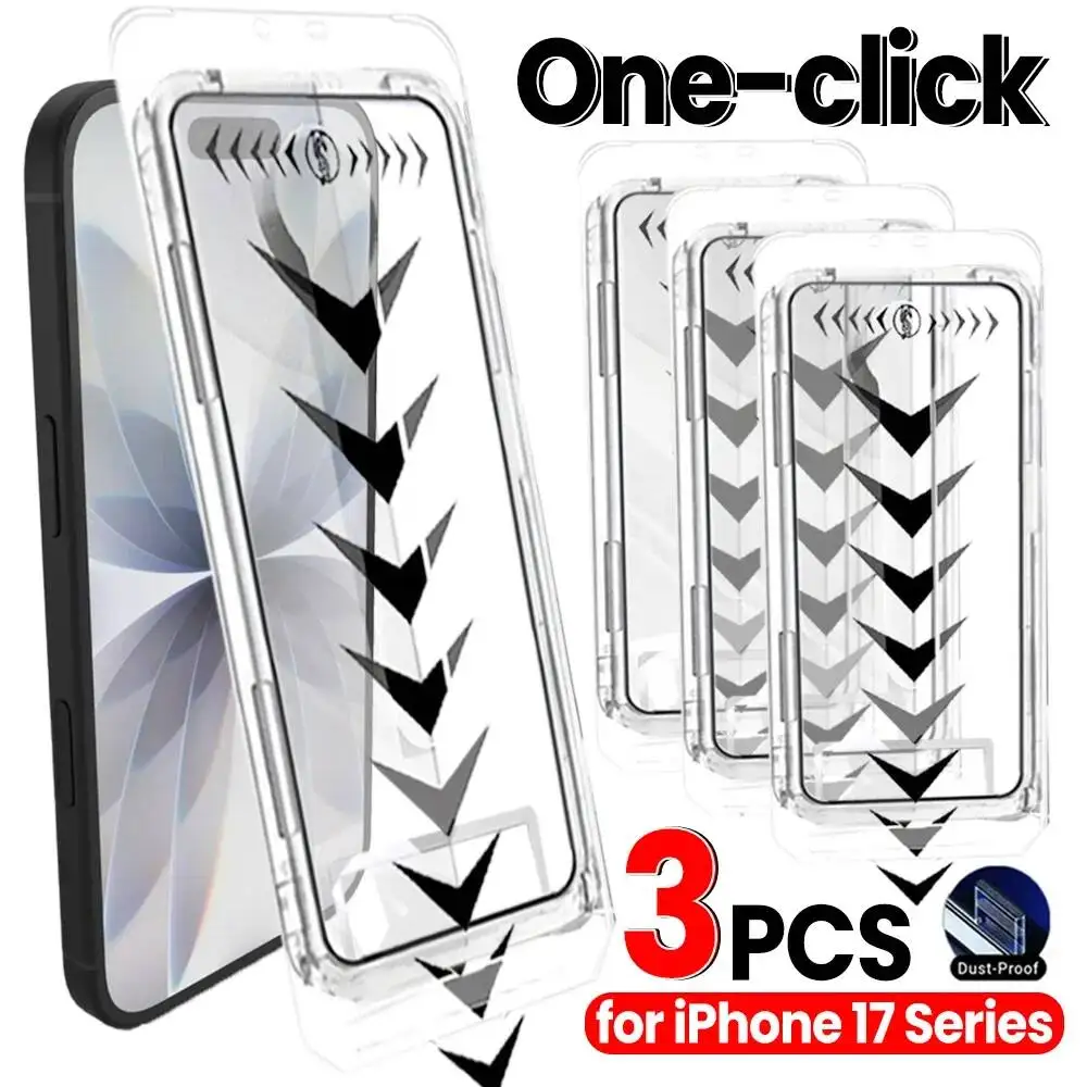 

1-3Pack Tempered Glass For Iphone 17 Pro Max 17Air Screen Protector HD Protective Anti-Scratch Film With Auto Installation Tool