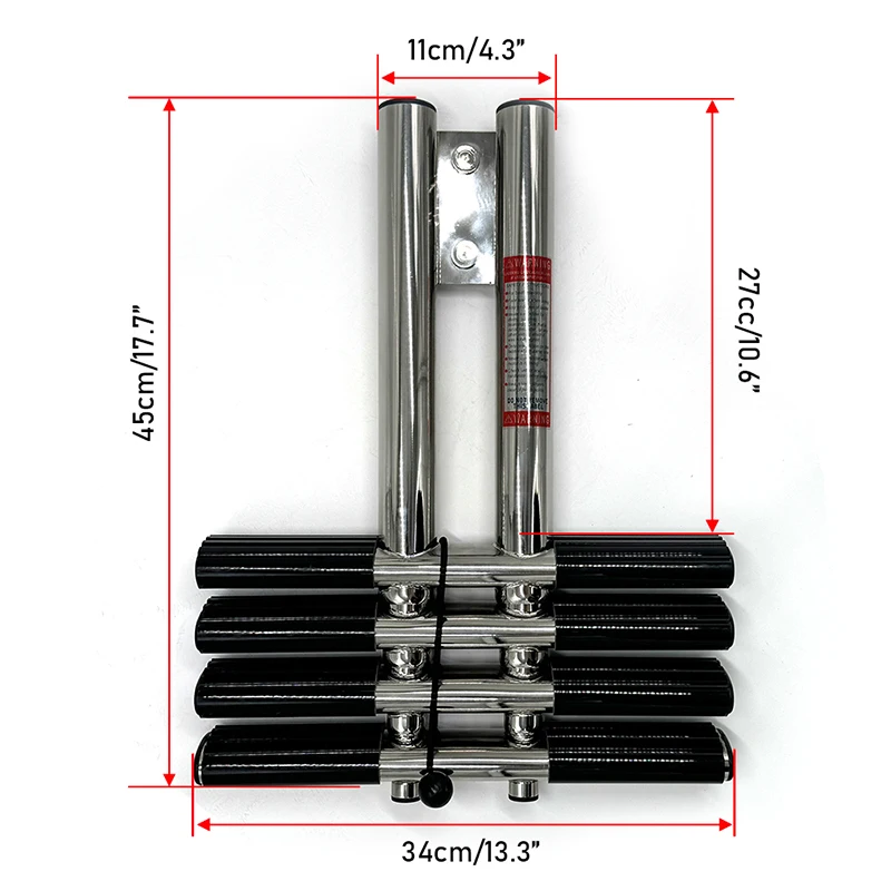 Winibo Stainless Steel 4 Steps Non Slip Foldable Ladder with Rubber Grips Marine Yachts Accessories Hardware