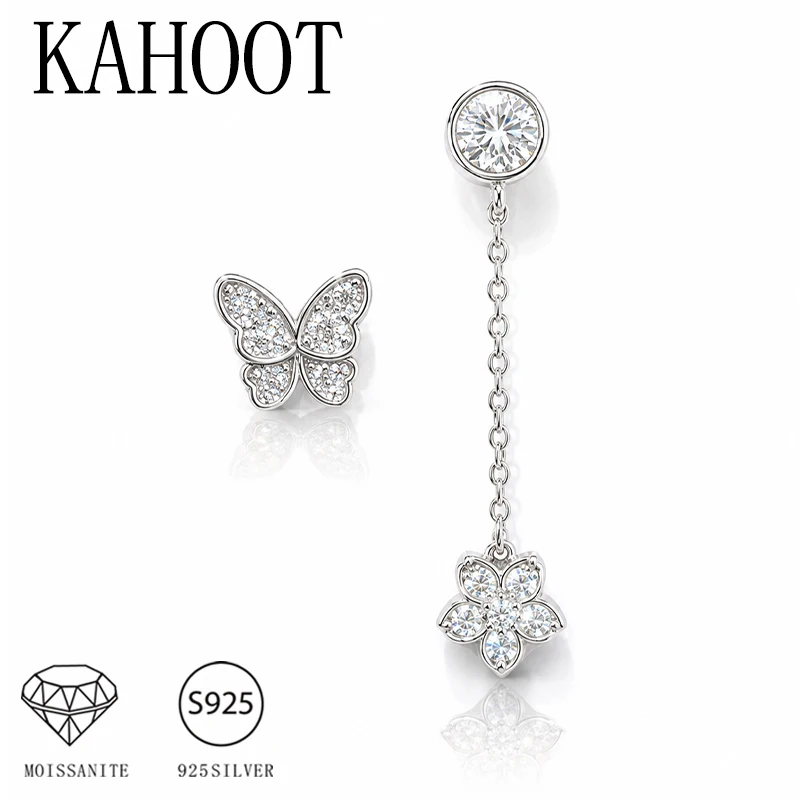 Asymmetrische Schmetterlings-Ohrringe für Damen – 925er Sterlingsilber mit 0,5 Karat Moissanit – Detail 1