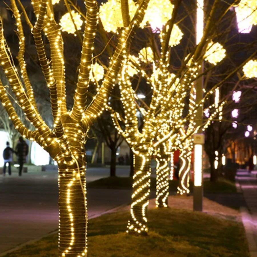 Guirxiété Lumineuse de Sapin de Noël en PVC, 20/50/100m, Imperméable, pour l'Extérieur