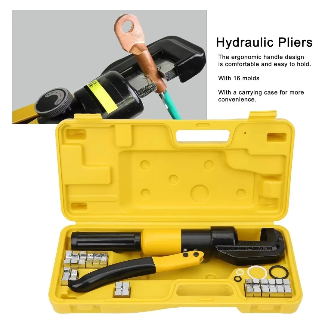 YQK-70 6 Tons Hydraulic Pliers Crimper Pressure Cable Lug Terminal Crimper Crimping Tool with 16 Dies