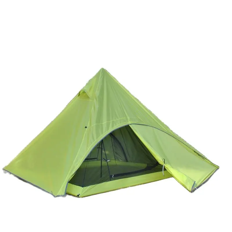 3-4Persons Double Layers Without Poles Pyramid Indian Tent The Inner and Outer Can Be Used Separately Outdoor Camping Tourist