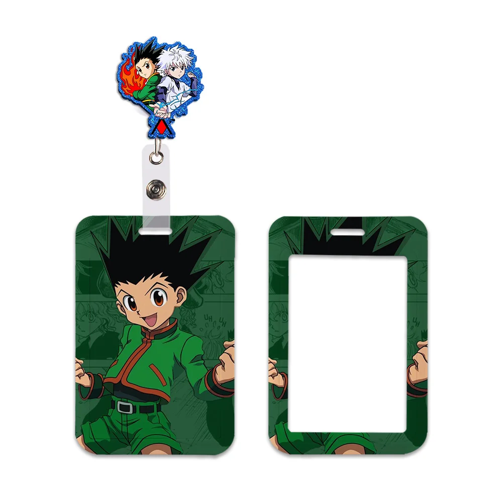

H Japan Anime W Card Holder Work Permit Name Badge with Keychains Id Card Lanyard Holder Student Bus Plastic Card Holder