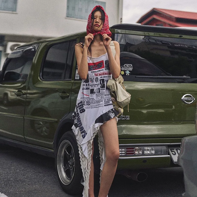 

2024, весенний новый женский модный уличный топ без рукавов с открытой спиной и принтом Spicy Girl Street для женщин