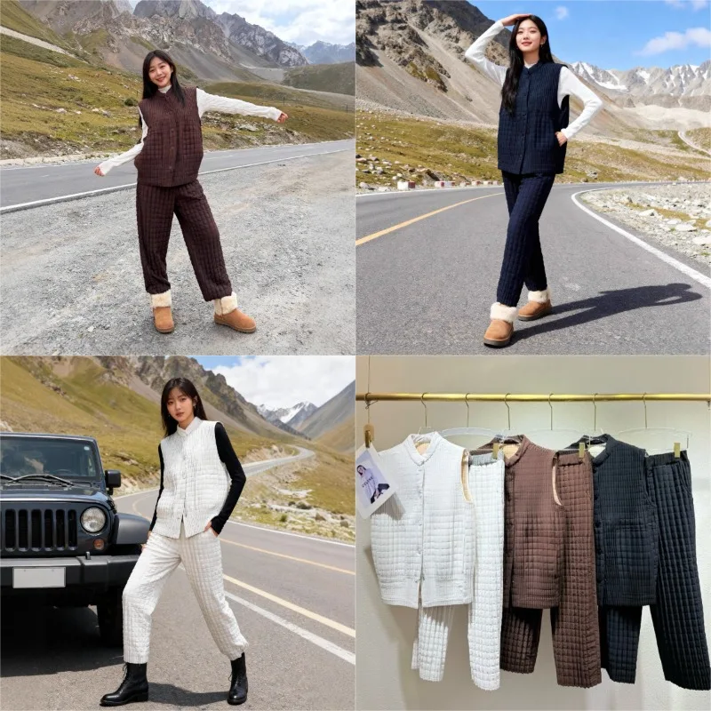 

Miyake Pleated 2026 New Fall and Winter Wear Set Women Pleated Cotton Undershirt Jacket with Nine Pants Cotton Suit Suit Pleats