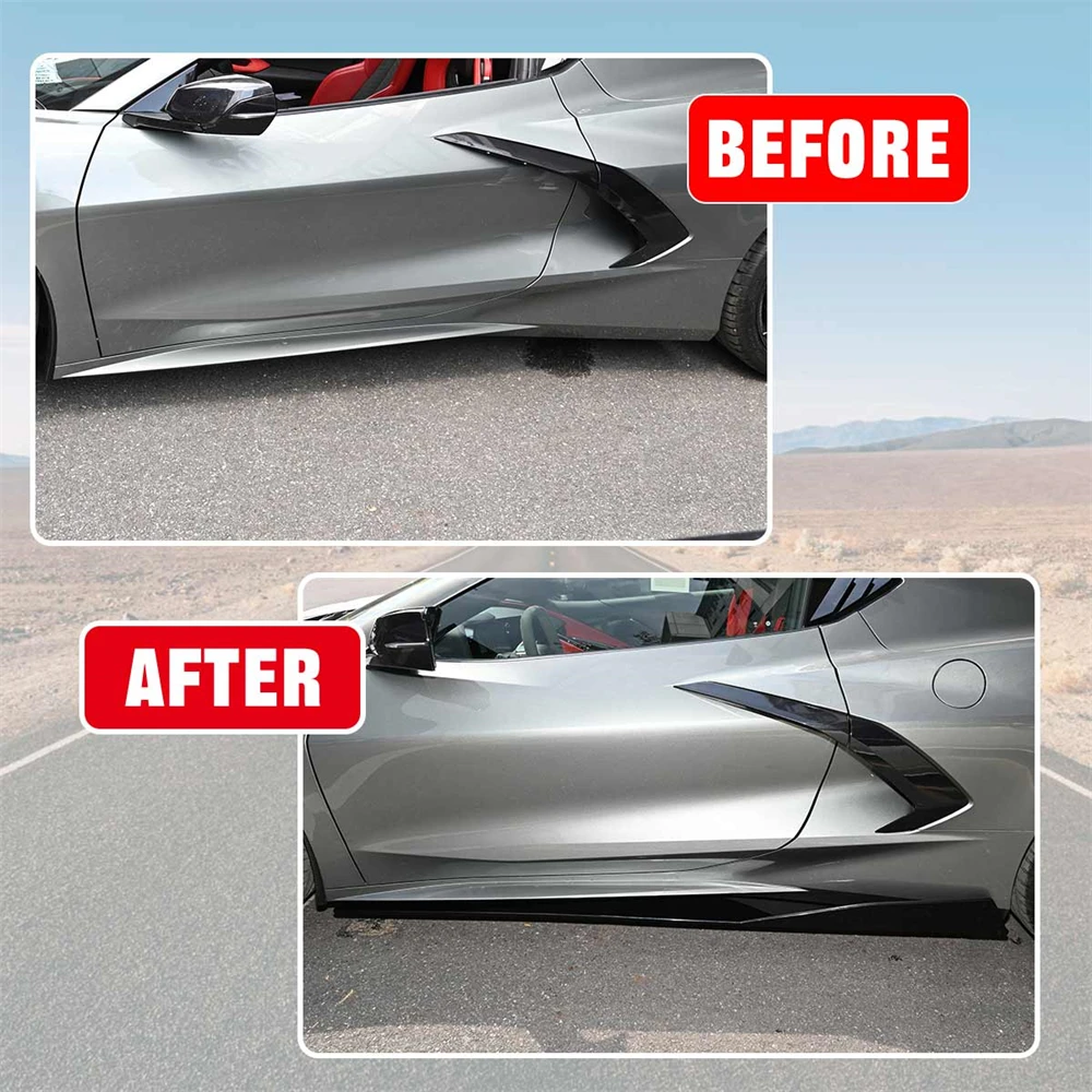 C8 Side Skirts Extension Panel Lip For Chevrolet Corvette 2020-2024 Glossy Black 5VM Style Auto Body Kit Car Exterior Parts HOT