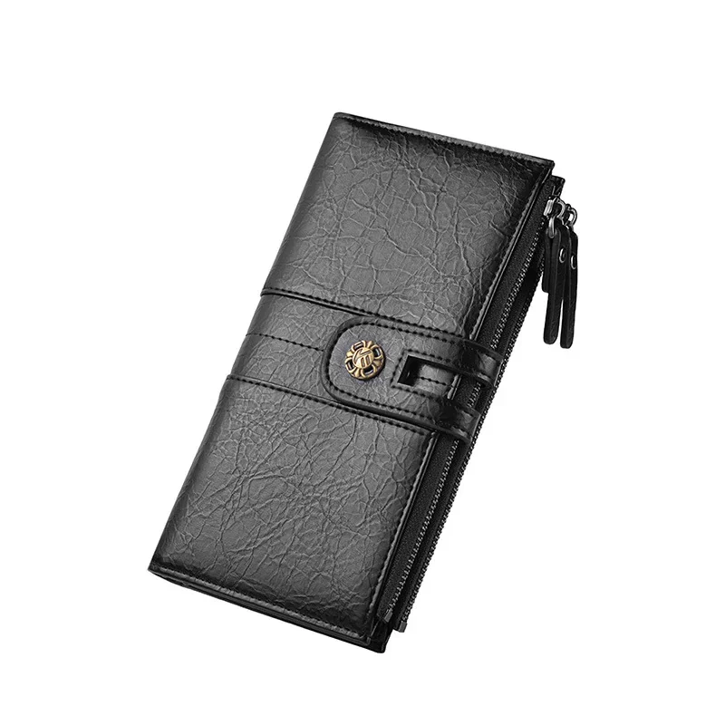 Nouveau portefeuille pour hommes portefeuille Long en polyuréthane rétro sac à main avec plusieurs fentes pour cartes zéro portefeuille fermeture éclair boucle sac de téléphone portable