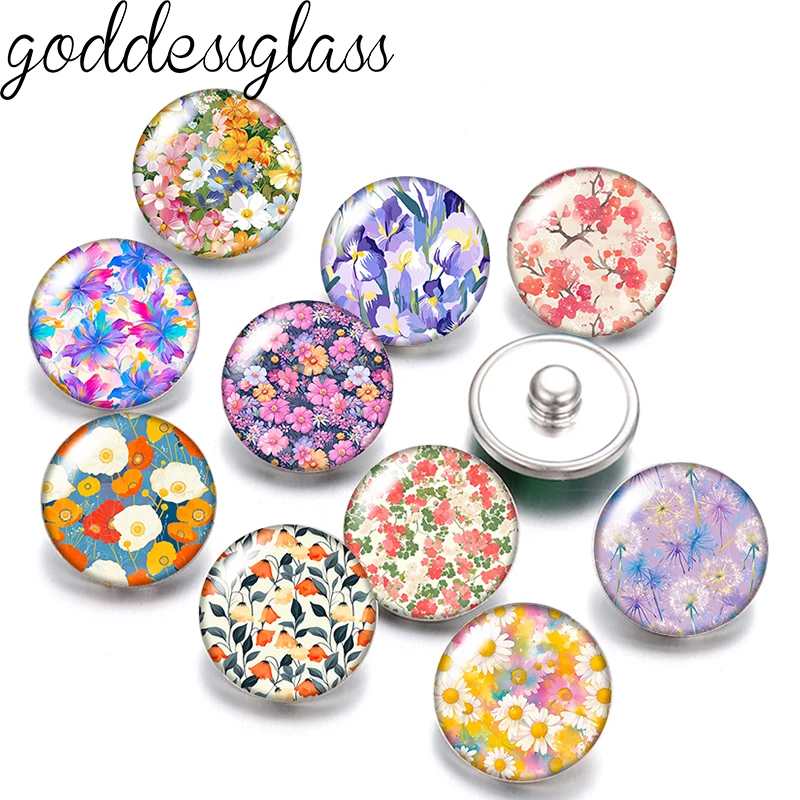 Flores de color claro Margarita amapola violeta 12mm/18mm/20mm/25mm foto redonda cabujón de cristal parte posterior plana haciendo hallazgos pendientes joyería