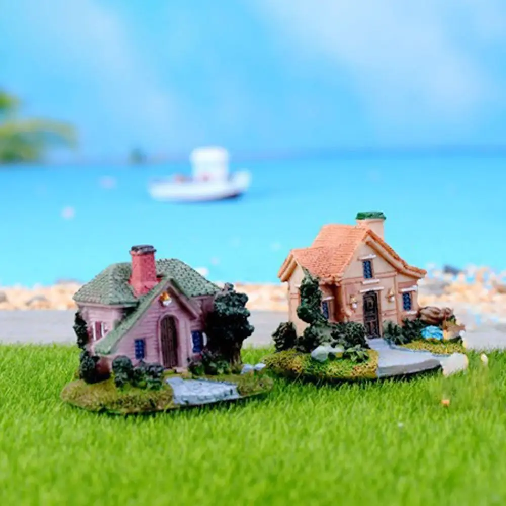 Resin Miniature Country Garden Ornaments Mini House Buildings Figurines House Ornaments Garden Accessories Garden Decorations